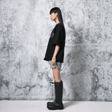 カッティングロゴオーバーサイズフィットTシャツ (BLACK)