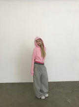 [FLEECE]クリスタルドットクロップドフードジップアップ