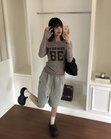 Scent U Studded Pintuck Banding Bermuda Sweatpants