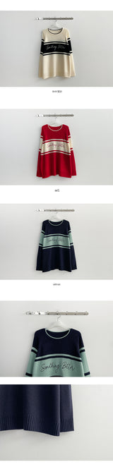 Tolp Lettering Color Round Knitwear