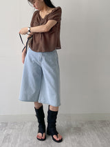 775バミューダ ワイド デニム パンツ