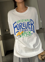 Ezlong Round Letter Tattoo Graphic Oversized T-Shirt 3color