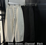 Button cotton wide pants(4color)
