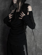 soft drape halter long sleeve T (2color)