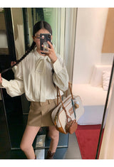 strap satin striped blouse