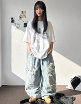 Coco Distressed Fringe Carpenter Denim Pants 2color