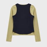Star Cut Out Top SET Layered T-shirt