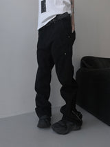 [unisex] back zipper cutting baggy pants 