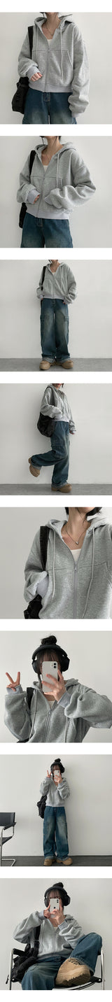 [Short and long 2 versions *Special gift!] Fluff Hooded Zip-Up Jk
