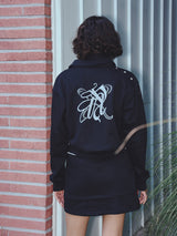 SNAP COLLAR SWEATSHIRT_SCALF SET (BLACK)