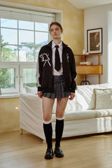 ARI PEACH FLEECE JERSEY TRACK TOP / BLACK