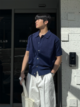 Summer bookle semi-crop collar cardigan