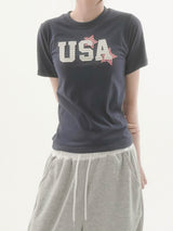 Star lettering patch short-sleeve T-shirt -3C