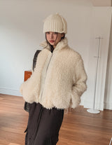 Light Boucle String Fur Jacket