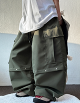 MIDDLE RIVET CARGO BALLOON PANTS 🍰🩶🖤💚4COLOR