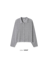 クロップドニット パンチング ジップアップ 4COLOR