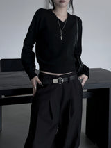 minimal basic V-neck knit (2color)