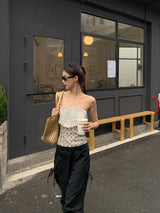 Punching Detail Paisley Sleeveless Tube Top
