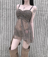 leopard shirring ops (2colors)