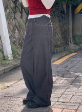 ノンフェードバックラインワイドデニムパンツ