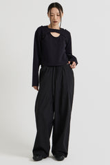 コットンレイヤード長袖Tシャツ, Black