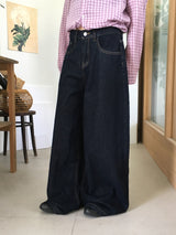 Mertle インディゴローデニムロングワイドパンツ
