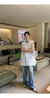 フレンチシャツ ルーズフィット ノースリーブTシャツ