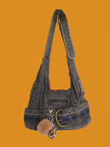 big belt denim cross bag