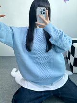 ハートエンブロイダリーニットボックスニット💙🖤🩷🤍 - 4カラーズ