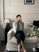 Roniv Silky Hidden Button Blouse / 5 colors