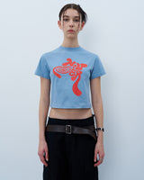 ツイストロゴクロップTシャツ　ブルー