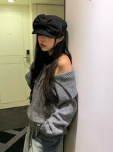 [Choker set] ナーリンワンショルダールーズフィットチョーカーニット