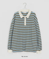 [unisex] Mickens Waffle Stripe Collar Tee