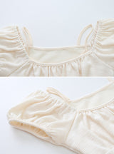 #Hano Layered Rib Short Sleeve T-shirt + Rose Tie Set (3color)