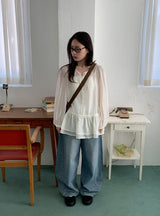 Hailyn Long Sleeve Layered Button Blouse