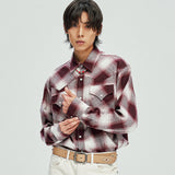 flannel plaid western shirt burgundy