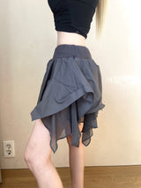 1378. Tiered low chiffon mini sk (3color)
