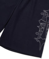 Stud Needle Walk Bermuda Sweat Pants - Navy