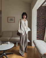 Mary three tuck wide slacks