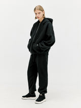 Oversized Full Zip Hoodie - Black