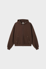 Hold rivet crop hooded zip-up
