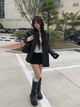 [Muffler set] Renu Cardigan Shirring Button Sleeveless Set