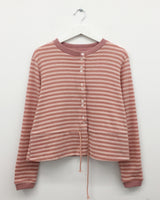 Fleece Stripe Frill Cardigan (4 Colors)
