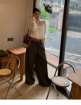 Check Detail Wide Slacks Pants