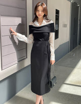 Ever Buckle Strap Wrap Long Skirt