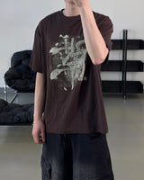 Las Faded Printing Oversized Short Sleeve