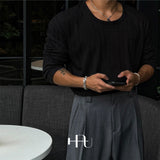 [HFORUS MADE]Forus Knitted pleats U - kneck long sleeves IN BLACK
