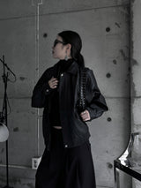 loose fit basic leather jacket