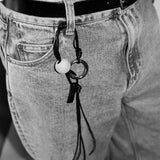 WOOD BALL LEATHER KEYRING
