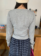 Lengmo Ribbed Round Crop Cardigan
